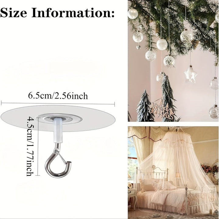 2 piezas/4 piezas/6 piezas/12 piezas, gancho de techo adhesivo no poroso, utilizado para colgar lámparas, plantas verdes y otros adornos, colgantes navideños, ganchos de Navidad, etc.