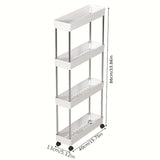 Carrito de almacenamiento rodante delgado de 4 niveles con ruedas, organizador de plástico blanco/negro para cocina, baño o sala de estar - 35,8" de altura, soporte de piso de múltiples capas, diseño fácil de mover y almacenar, carritos de utilidad