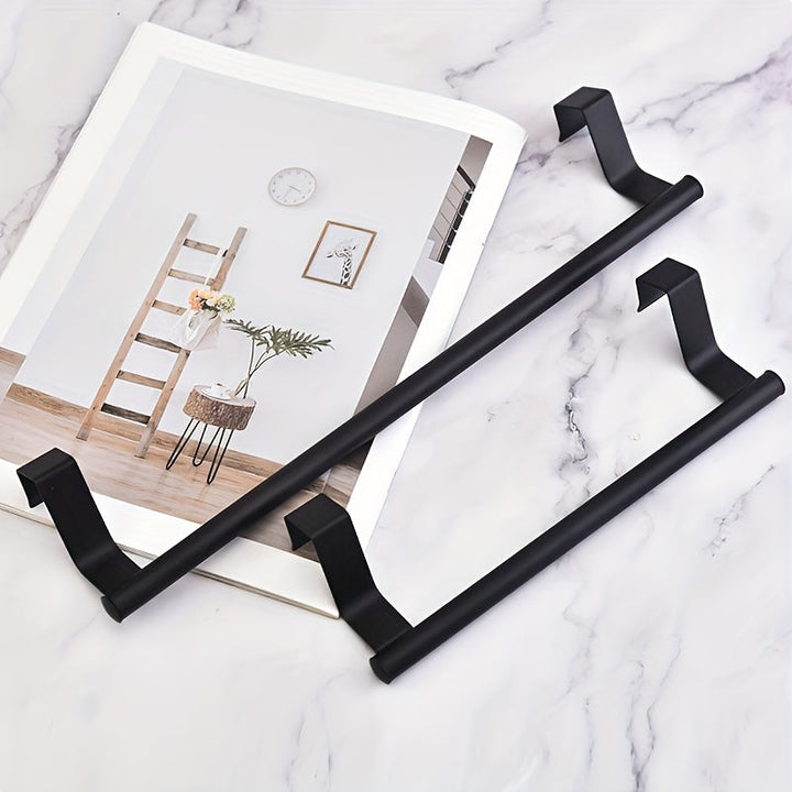 1pc Toallero de acero inoxidable - Impermeable, a prueba de polvo, a prueba de óxido - Organizador de puerta de gabinete resistente, sin taladrar para toallas y trapos - Soporta hasta 9,98 kg - Accesorio de cocina y baño