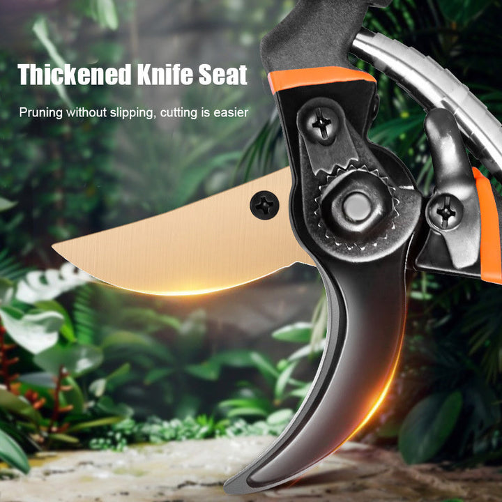 2 piezas de tijeras de poda de jardín de acero de alta carbonatación SK5 con mangos de aleación de aluminio - Hoja doble, afilada, antideslizante, ahorradora de trabajo para árboles frutales y jardinería, podadoras de jardín | Tijeras de acero SK5 | Dise