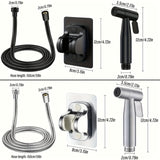 Cabezal de ducha ajustable de flujo de agua - Opciones de pulverización doble (Jet & Suave), acero inoxidable, auto-limpieza, diseño moderno para la higiene del baño, incluye manguera, cabezal de pulverización para la ducha, limpieza del inodoro, mango e