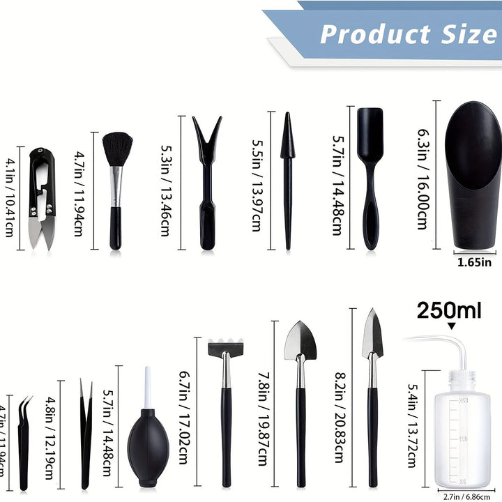 Kit de cuidado de bonsái - Conjunto completo de herramientas para jardín para plantas de interior, cactus y jardines de hadas - Manijas de madera duraderas, diseño fácil de usar, plantador de jardín, plantación, plantas de interior