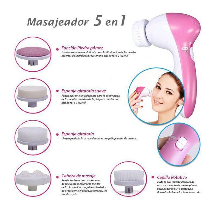 Mini Masajeador Limpiador Facial 5 En 1 Cuidado Rostro A8782