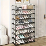 Organizador de zapatos resistente para tenis talla 18-24, diseño moderno que ahorra espacio con 6/7/8 niveles, almacenamiento de tela multicapa, fácil de armar y portátil para guardar tacones y botas, ideal para entradas