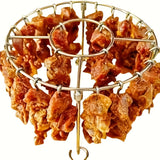 Parilla de Acero Inoxidable con 24 Pinchos para Barbacoa - Perfecta para Pollo, Carne y Verduras, Diseño Redondo Colgante para Distribución Uniforme del Calor, Sin Necesidad de Darle la Vuelta, Fácil de Limpiar, Ideal para Freidora o Horno, Herramienta d