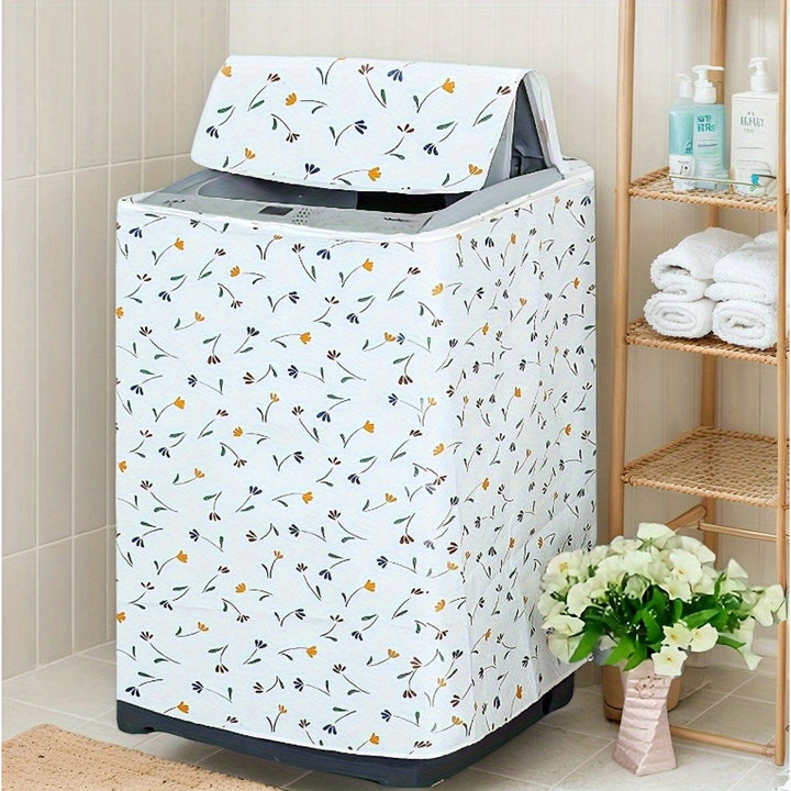 1pc Funda para Lavadora con Diseño Elegante de Campanillas y Flores Amarillas - Protector UV/Antidesvanecimiento/Polvo, Compatible con Lavadoras Frontales y Monoblocos, Tapa Lavable en Máquina de PE, Apto para la Mayoría de Lavadoras Estándar, Material D