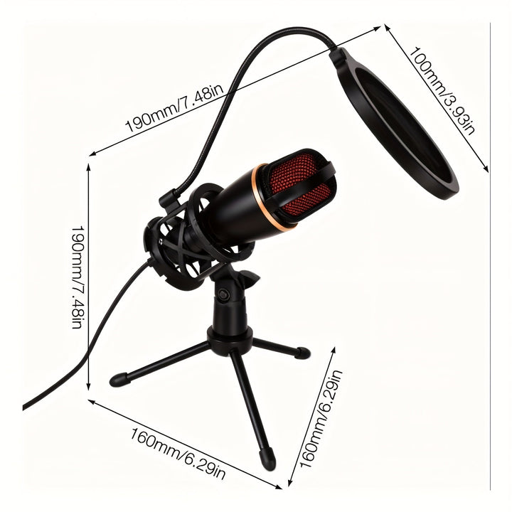 Microfono de Condensador USB ZEALSOUND con Soporte Trípode Ajustable, Iluminación RGB y Filtro Anti-Pop para Computadora - Plug & Play, Sin Controladores Necesarios para Transmisión, Juegos, Podcasts, Grabación de Voz - Compatible con PC, Portátil, Escri