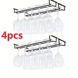 4-Pack de estantes de vino de hierro, acabado barnizado, estante colgante multipropósito para cocina, bar en casa y almacenamiento de gabinete de vino