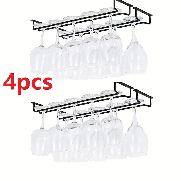 4-Pack de estantes de vino de hierro, acabado barnizado, estante colgante multipropósito para cocina, bar en casa y almacenamiento de gabinete de vino