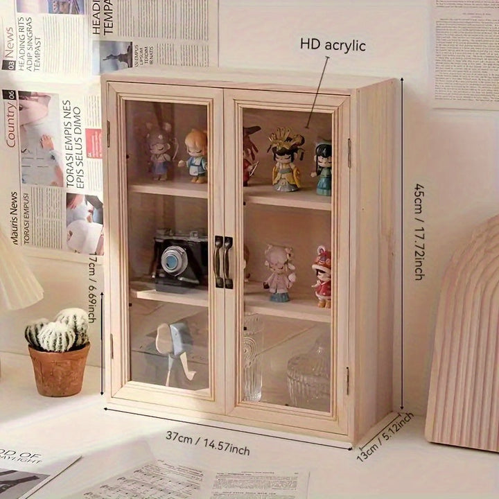 Armario de Almacenamiento Retro de Madera con 22 Escenas y Tapa Abatible – Organizador Multifuncional para Cosméticos, Accesorios y Suministros de Oficina, Ideal para Dormitorio, Baño y Espacio de Trabajo, Incluye Película Protectora Transparente