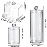Juego de 3 cajas de plástico transparentes para hisopos, con estante extraíble y diseño elegante, ideales para discos desmaquillantes, hilo dental y palillos de dientes - Perfecto para regalos de cumpleaños o festividades