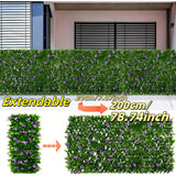 Decoración de pared con hiedra y orquídeas artificiales para cercas de jardín, pantalla ajustable de 19.99 cm a 180.01 cm, ideal para todas las estaciones