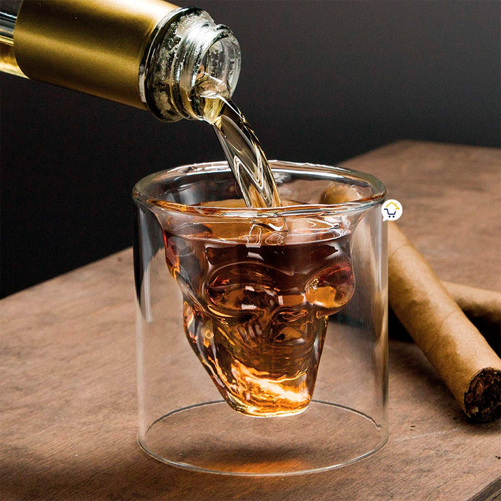 Copa Calavera Vidrio 3D 25Ml Copa Decoración Calaca Cerveza Whisky VC3D25M