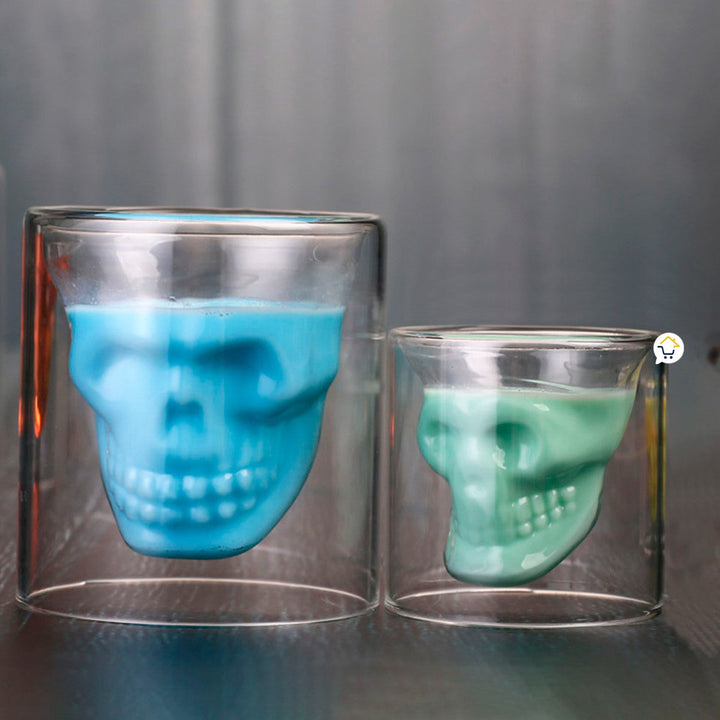 Copa Calavera Vidrio 3D 25Ml Copa Decoración Calaca Cerveza Whisky VC3D25M