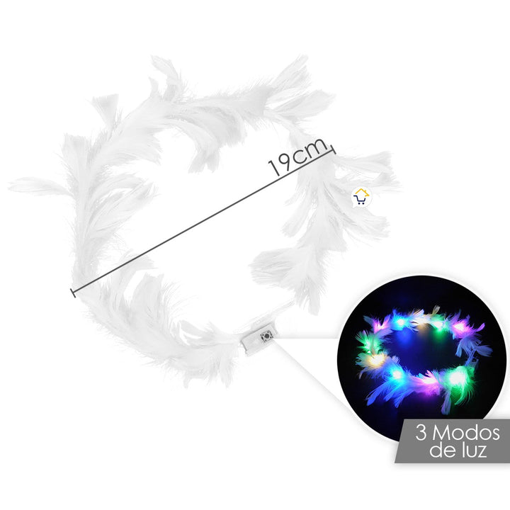 Corona Plumas Aureola Ángel Halo Luz Led Disfraz TRS183
