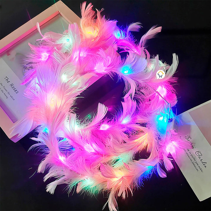 Corona Plumas Aureola Ángel Halo Luz Led Disfraz TRS183
