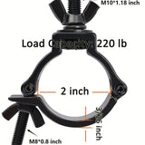 Soporte de Aluminio de Alta Resistencia para Iluminación de Escenario (Negro) Abrazadera de 2 Pulgadas para Luz de Cabeza Móvil/Luz Par/Luz de Foco, Compatible con Tubos/Tuberías de 48-51mm de Diámetro Exterior, Carga Máxima de 220lbs