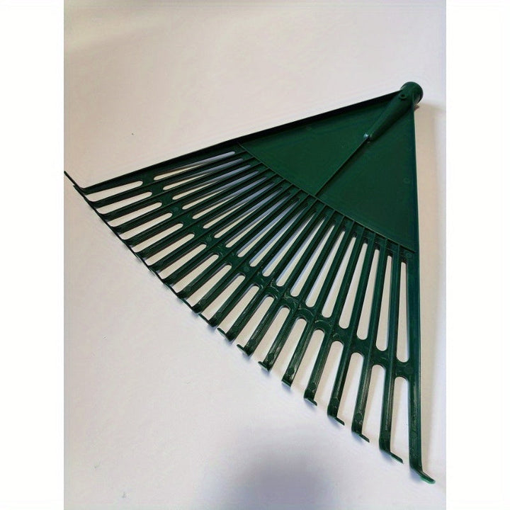 Rastrillo de jardín de plástico duradero con mango ergonómico - Diseño de dientes anchos para una eficiente recolección de hojas y desechos, ideal para el cuidado de césped y la limpieza de patios, herramienta para césped y jardín | Rastrillo con mango e