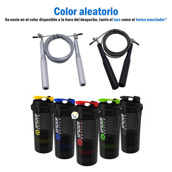 Combo Cuerda Crossfit y Termo Mezclador Shaker 500ml Proteína 702379