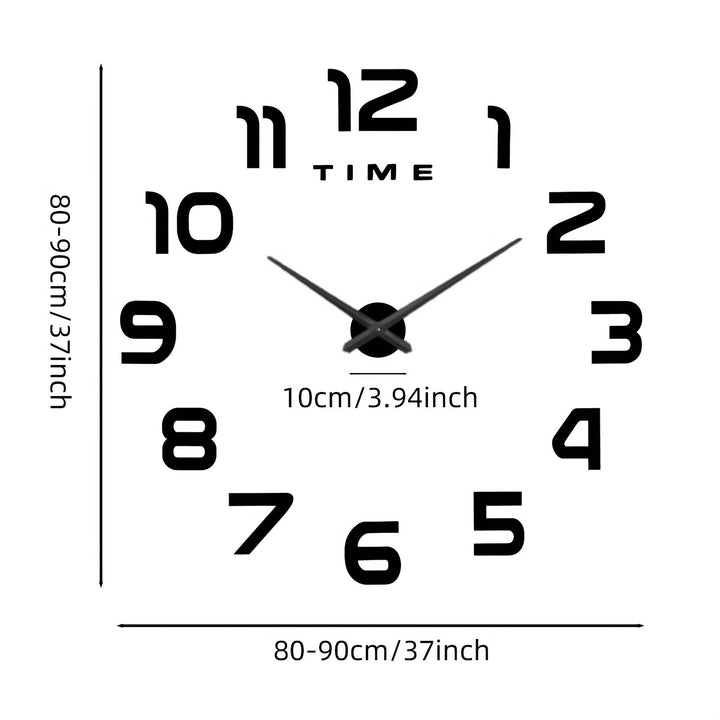 Reloj de pared moderno grande en 3D con números espejo - Tamaño ajustable, fácil de armar, funciona con pilas, ideal para decoración de sala u oficina en casa, decoración para pared