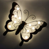 Arte de Pared Exterior, Mariposa Metálica con Energía Solar para Decoración de Paredes, Decoración de Jardín de Mariposas al Aire Libre, Lámpara Escultura de Arte de Mariposas para Jardín, Patio, Valla y Balcón - 38.1 cm