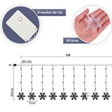 Luces Led Copos De Nieve 6 M Extensión Cortina Luz Navidad Blanco 2085