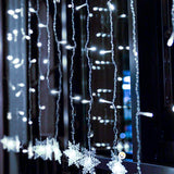 Luces Led Copos De Nieve 6 M Extensión Cortina Luz Navidad Blanco 2085