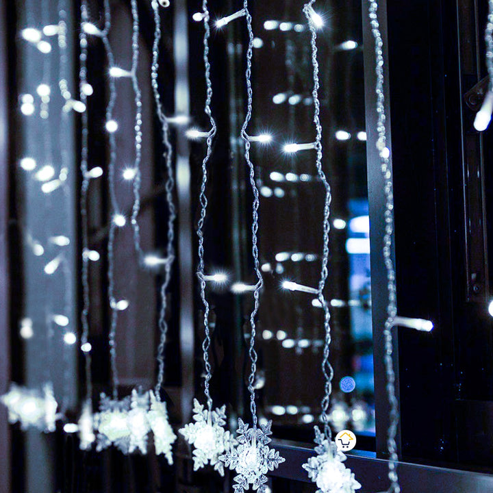 Luces Led Copos De Nieve 6 M Extensión Cortina Luz Navidad Blanco 2085
