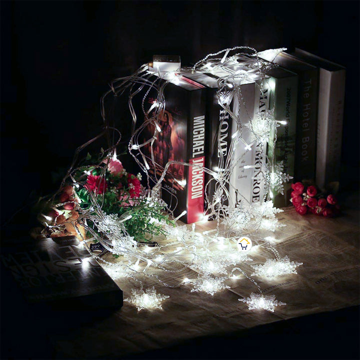 Luces Led Copos De Nieve 6 M Extensión Cortina Luz Navidad Blanco 2085