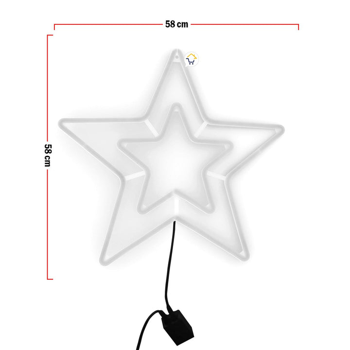 Estrella Luz Neón 5 Puntas Ventana Puerta Navidad 2202