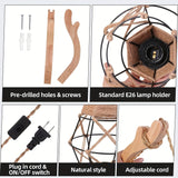 1pc Sconce de madera de granja rústica - Altura ajustable, control de botón de pulsar, 110-130V enchufe US, montaje de pared desmontable con hardware de instalación, sin bombilla incluida