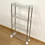 Carrito organizador angosto y delgado con ruedas - Estante de almacenamiento móvil ajustable para espacios pequeños, cocina, baño y tocador, estante ahorrador de espacio con ruedas, organizador duradero para baño (uso en mesada o piso)