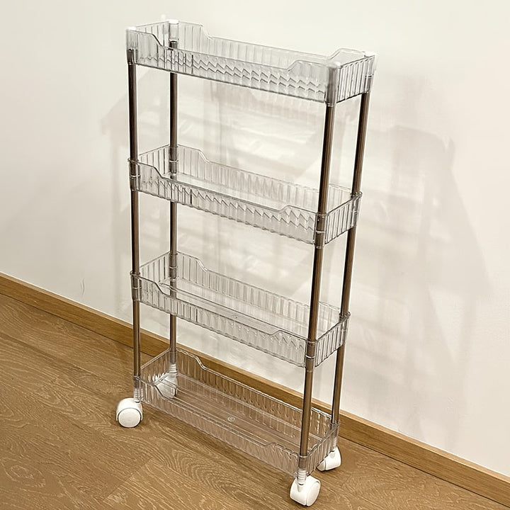 Carrito organizador angosto y delgado con ruedas - Estante de almacenamiento móvil ajustable para espacios pequeños, cocina, baño y tocador, estante ahorrador de espacio con ruedas, organizador duradero para baño (uso en mesada o piso)