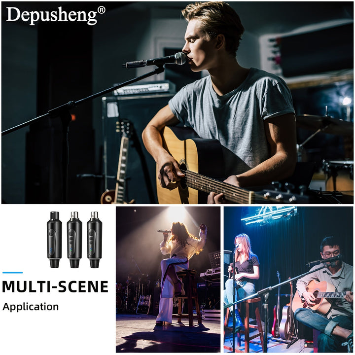 Sistema de Micrófono Inalámbrico DEPUSHENG, Transmisor y Receptor XLR Inalámbricos para Micrófono Dinámico, Mezclador de Audio, Sistema de PA