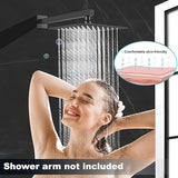 1pc Cabezal De Ducha De Lluvia, Cabezal De Ducha De Lluvia Cuadrado De Acero Inoxidable De Alto Flujo, Diseño De Alta Presión, Experiencia De Ducha Impresionante Incluso Con Bajo Flujo De Agua (8 Pulgadas, Negro Mate), Accesorios De Baño