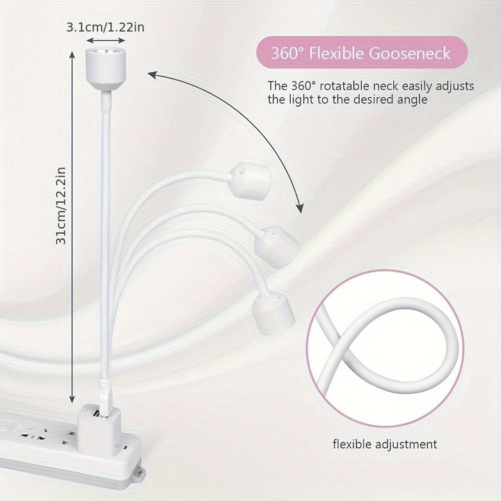 Linterna Portátil Mini para Secado de Uñas - Luz Blanca Ajustable con Cuello Flexible, Secador Rápido para Gel y Esmalte USB Recargable, Ideal para Manos y Pies en Casa o Viajes (Sin Pilas Necesarias)