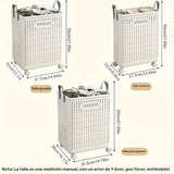 Cesta de Lavandería de Gran Capacidad y Transpirable - Higiénica, Separadora y Clasificadora de Ropa Sucia para la Organización del Baño en Casa