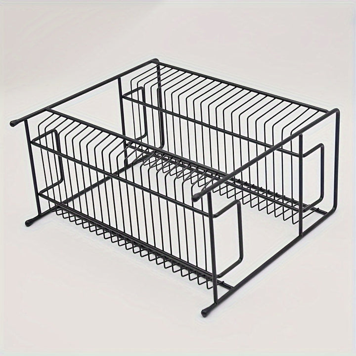 Estante de Almacenamiento de Metal Negro de 2 Niveles - Librero Versátil para Oficina y Estudio, No Requiere Montaje