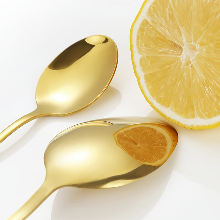 Juego de 4 cubiertos de acero inoxidable premium, pulido espejo, lavable en lavavajillas, ideal para restaurantes, cocinas, camping y picnics