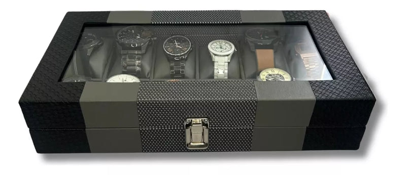 Organizador De Relojes Estuche Relojera De Lujo 12 Puestos negro