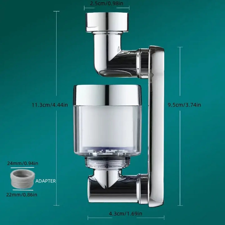 Filtra Agua de Grifo Ajustable con Doble Modo y Dispensador de Burbujas - Sistema Montado en Plástico que Elimina Cloro, Olores e Impurezas para Mejorar el Sabor y Calidad del Agua, Ideal para Fregaderos, Accesorio Moderno para Cocinas, Diseño Compacto