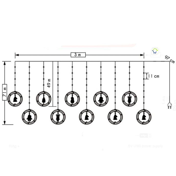 Cortina intercaladas 3 M Bolas Mágicas Navideñas JTX22-2-C