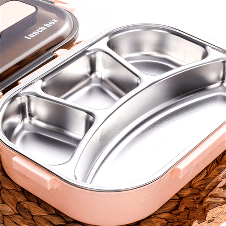 Lonchera para Estudiantes y Adultos, 304 Aislada, Compatible con Microondas, Capacidad de 1500ml, Dividida en 4 o 5 Compartimentos, Ideal para Trabajo y Salidas, Rosa/Verde/Azul, Regreso a Clases