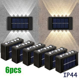 6 piezas, luz solar para pared exterior con 10 LED, espejo convexo, iluminación exterior, luz decorativa para pared, luz LED para paisajismo, ideal para exteriores, patio, villa, cerca, terraza, jardín