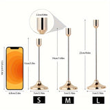 3 piezas de elegantes candelabros de metal, acabado dorado y oro rosa, decoración multiocasión para mesa festiva - Perfecto para Navidad, Halloween, Pascua, Hanukkah, Acción de Gracias, bodas, banquetes, fiestas, decoración del hogar y hoteles, duradero,