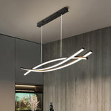 Linterna Colgante Lineal, Lámpara de Techo LED Regulable, Araña Moderna Curva para Comedor