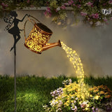 1 regadera solar con luces LED para jardín, tira de luces decorativa de metal para exteriores, ideal para césped, patio y decoración de festivales. Un regalo perfecto para mamá, vecinos y amigos