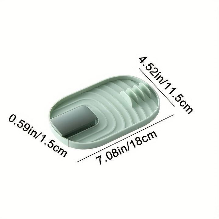 1pc Estante de Almacenamiento de Cocina Moderno de Plástico con Bandeja de Drenaje, Soporte para Tapas de Ollas, Descanso para Cucharas y Organizador de Utensilios para la Organización del Hogar, Organizadores y Almacenamiento de Cocina