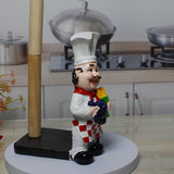 Soporte De Papel De Cocina Con Estatua De Chef Alegre, Decoración De Cocina, Material De Resina, No Se Requiere Electricidad