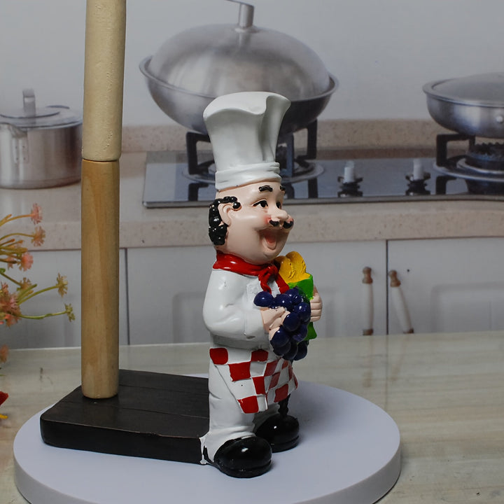 Soporte De Papel De Cocina Con Estatua De Chef Alegre, Decoración De Cocina, Material De Resina, No Se Requiere Electricidad